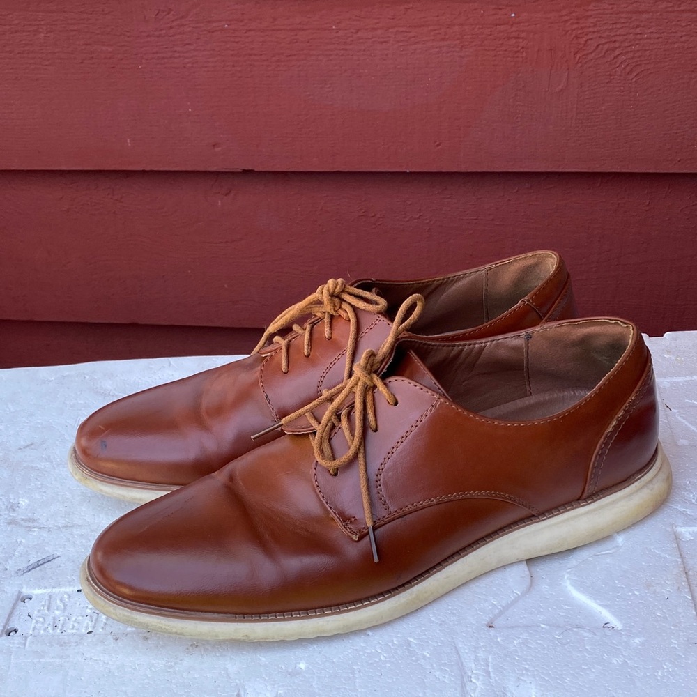 JONSEN MILAN Mens Brown Leather Loafers Oxford Dress Shoes SZ 12